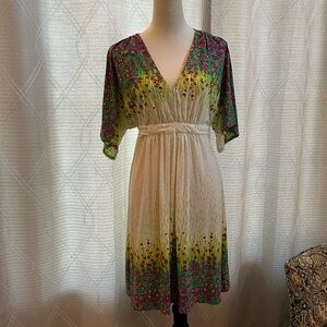 ECI New York Floral Dress, Plum/Green Multi-color, Size 8